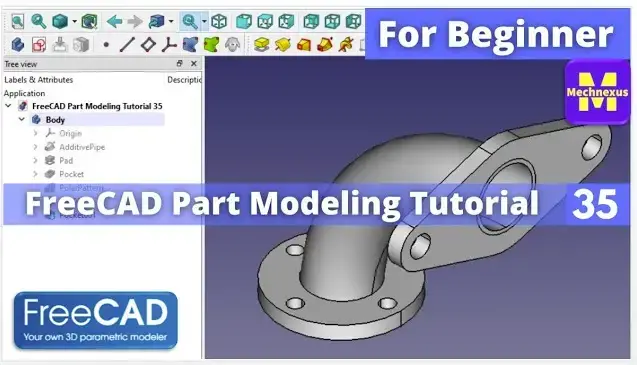 'Video thumbnail for Model Pipe with Flange in FreeCAD : (Gallery Serial No.18) | FreeCAD | Mechnexus |'