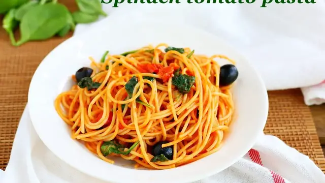 Video thumbnail for Spinach tomato pasta - Pasta recipes