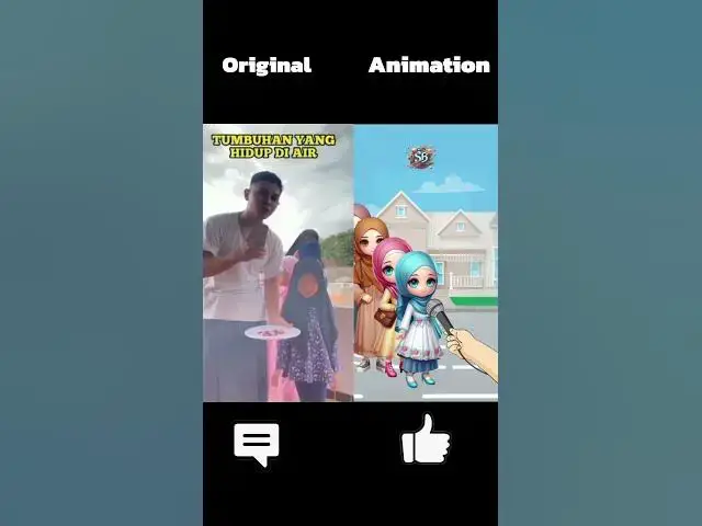 'Video thumbnail for Original vs Animation | Tumbuhan hidup di Air ? #shorts #tebaktebakan #animation'