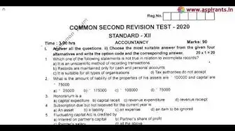 Video thumbnail for 12th Accountancy Second Revision Question Paper 2019-20 | Thanjavur District | English Medium