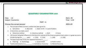 Video thumbnail for 11th Economics Quarterly Exam Model Question Paper 2018-19 | Erode District | English Medium
