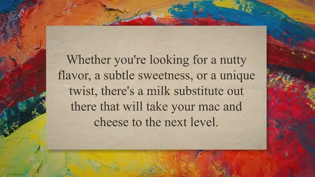 'Video thumbnail for Revolutionize Your Mac and Cheese: Discover the Top 20 Milk Substitutes for Creamy Dairy-Free Delights!'