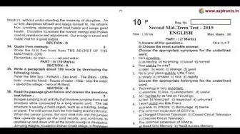 Video thumbnail for 10th English 2nd MidTerm Question Paper 2019-20 | Perambalur District | Team Aspirants