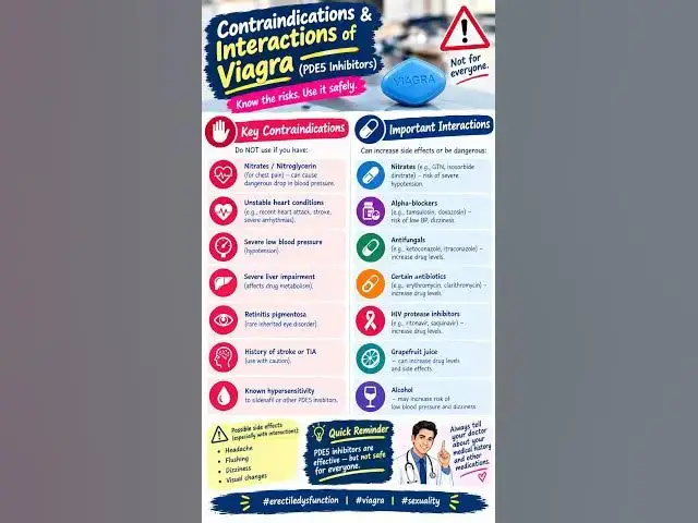 Video thumbnail for 10 Contraindications and Interactions of Viagra (PDE5 Inhibitors) #erectiledysfunction #viagra
