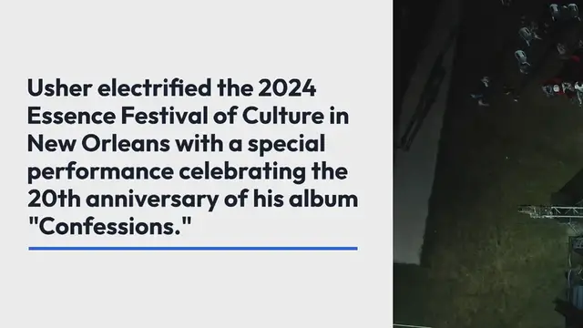 Video thumbnail for "Usher Shines with 'Confessions' Anniversary Set at Essence Fest 2024"
