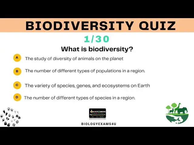 'Video thumbnail for Quiz on Biodiversity || 30 Important Multiple Choice Questions and Answers|| At 3 Levels'