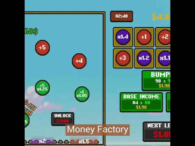 Video thumbnail for Money Factory #browsergame #pixelgames #idlegames #incrementalgames #mousegames #mergegames