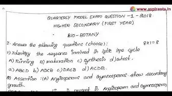 Video thumbnail for 11th Bio-Botany Quarterly Model Question Paper 2018-19 | Tiruvannamalai District | English Mediu