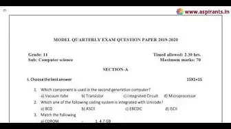 Video thumbnail for 11th Computer Science Quarterly Model Question Paper 2019-20 | Pudukottai District | English Med