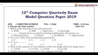 Video thumbnail for 11th Computer Science Quarterly Exam 2019-20 Model Question Paper 1 | English Medium