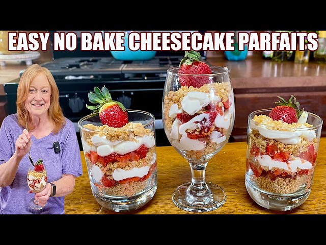 Video thumbnail for EASY NO BAKE CHEESECAKE PARFAITS
