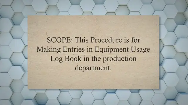 Video thumbnail for SOP on Procedure for Making Entries in Equipment Usage Log Book