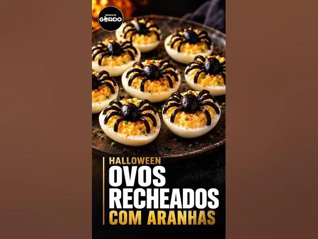 Video thumbnail for 🕷️ OVOS RECHEADOS COM ARANHAS – O PETISCO PERFEITO PARA O HALLOWEEN! 🎃 #ReceitasDeHalloween