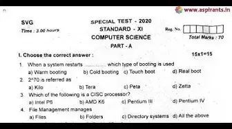 Video thumbnail for 11th Computer Science First Revision Question Paper 2019-20 | Sivaganga District | English Medium