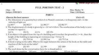 Video thumbnail for 11th Physics Half Yearly 2019-20 Model Question Paper-2 | English Medium | Team Aspirants