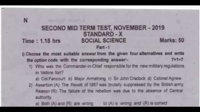 Video thumbnail for 10th Social Science 2nd MidTerm Question Paper 2019-20 | Namakkal District | English Medium