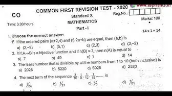 Video thumbnail for 10th Maths First Revision Question Paper 2019-20 | Coimbatore District | English Medium
