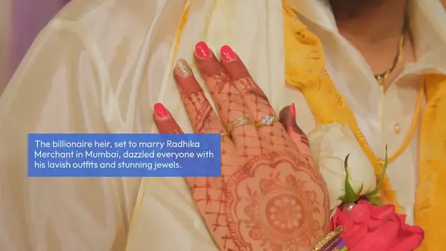 Video thumbnail for "Billionaire Heir Anant Ambani Wears Custom 50-Carat Diamond Brooch by Lorraine Schwartz for Lavish Wedding Celebrations"