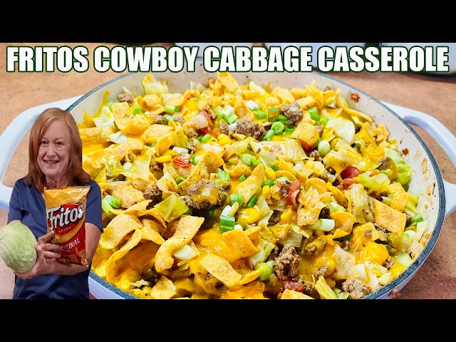Video thumbnail for FRITOS COWBOY CABBAGE GROUND BEEF CASSEROLE DINNER