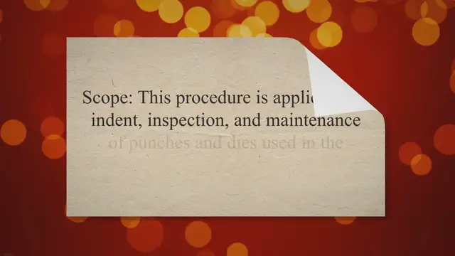 Video thumbnail for SOP on Indent, Inspection, and Maintenance of Punches and Dies