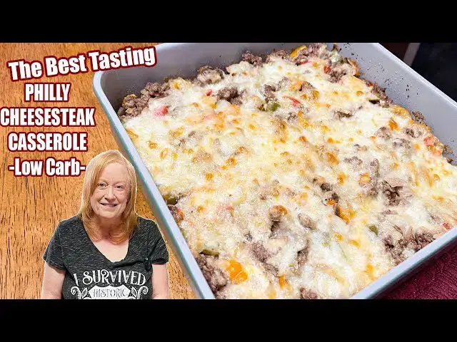 'Video thumbnail for PHILLY CHEESESTEAK CASSEROLE Low Carb Delicious Meal Idea'