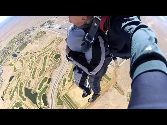 'Video thumbnail for Sally Skydive Las Vegas - Watch a 70-year old lady do her first sky dive!'