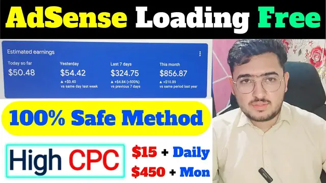 'Video thumbnail for AdSense Loading Method | 100% Safe Method | Google AdSense Loading Earn $450 Monthly Zero Risk'