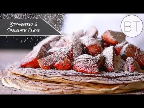 Video thumbnail for Strawberry & Chocolate Crepe "Cake"