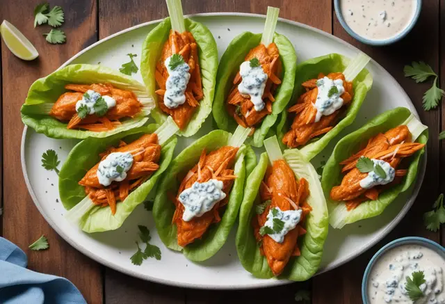 Video thumbnail for Spicy Buffalo Chicken Lettuce Boats