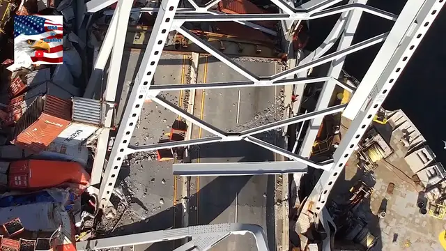 Video thumbnail for Drone Footage of Collapsed Francis Scott Key Bridge