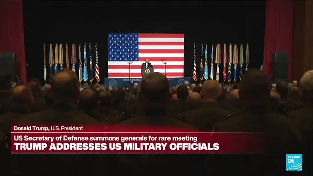'Video thumbnail for REPLAY: Trump addresses hundreds of senior officers in rare meeting'