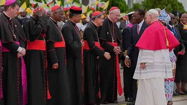 Video thumbnail for Pope Leo XIV touches down in Equatorial Guinea