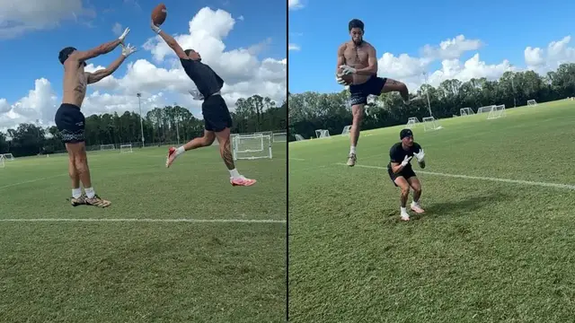 'Video thumbnail for isaiah rivera: pro dunkers try football tricks & throwing drills!'