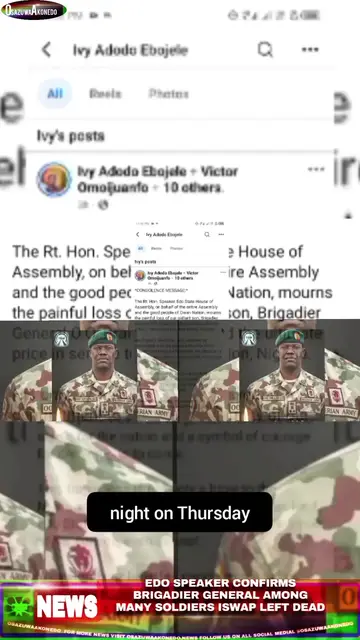 Video thumbnail for Edo Speaker Confirms Brigadier General Among Many Soldiers Iswap Left Dead
