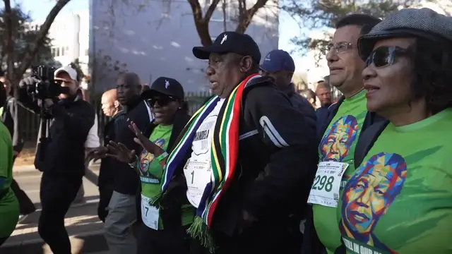 Video thumbnail for South Africa: South African President Ramaphosa attends Mandela Day Walk and Run.