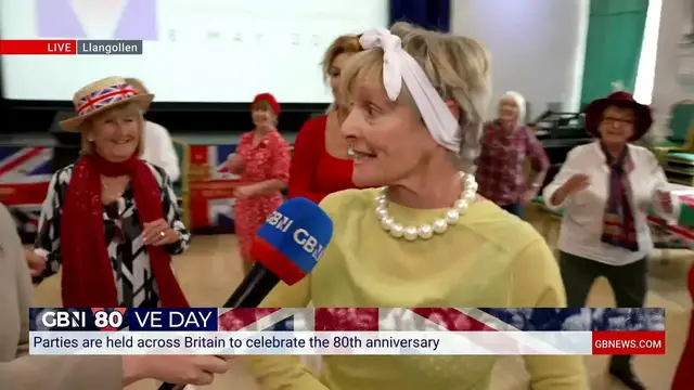 Video thumbnail for WATCH: GB News's Sophie Reaper joins VE Day festivities at a dance class in Wales