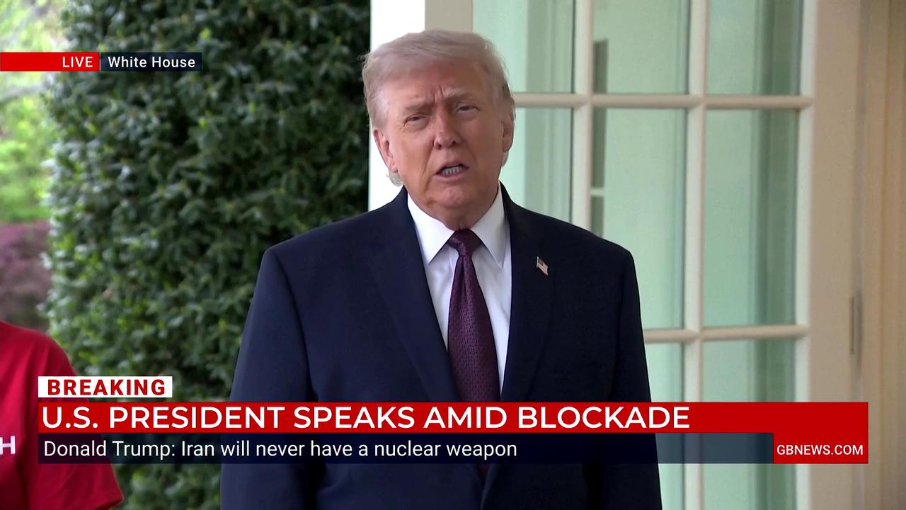 Video thumbnail for WATCH: Donald Trump accuses Iran of 'blackmailing the world' amid Strait of Hormuz blockade
