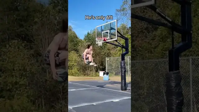 'Video thumbnail for Incredible 6ft Tall Basketball Player Dunking'