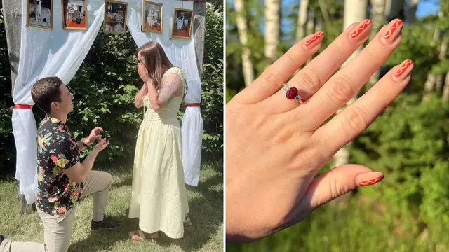 Video thumbnail for Girlfriend Follows Trail Of Signs To Surprise Farm Proposal