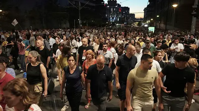 'Video thumbnail for Demonstration in Belgrade marks ten months since Novi Sad collapse'
