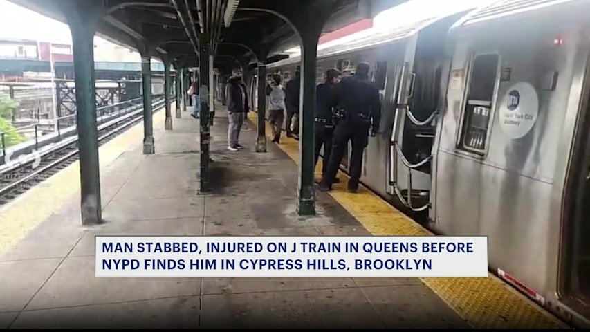 Video thumbnail for Police searching for woman who stabbed man twice aboard J train
