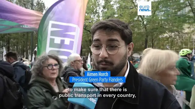 Video thumbnail for Tens of thousands urge EU for climate action at Brussels demonstration