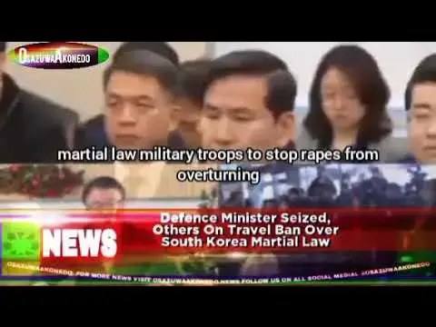 Video thumbnail for Defence Minister Seized, Others On Travel Ban Over South Korea Martial Law
