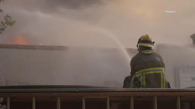 Video thumbnail for US, Los Angeles: Santa Clarita Fire Destroys Historic 100 Year Old Strip Mall Part 4.