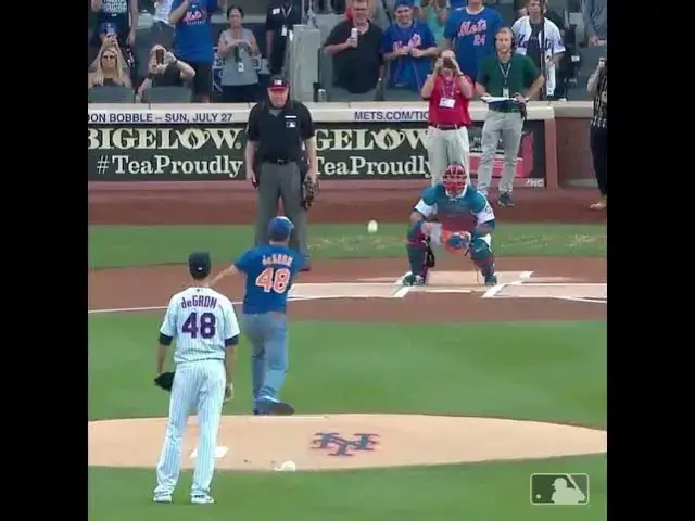 'Video thumbnail for Jerry Seinfeld Throws PERFECT First Pitch 😳'