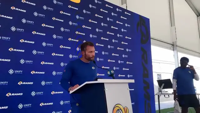 'Video thumbnail for Los Angeles Rams HC Sean McVay on Warren McClendon, Bumps & Bruises, DJ Humphries'