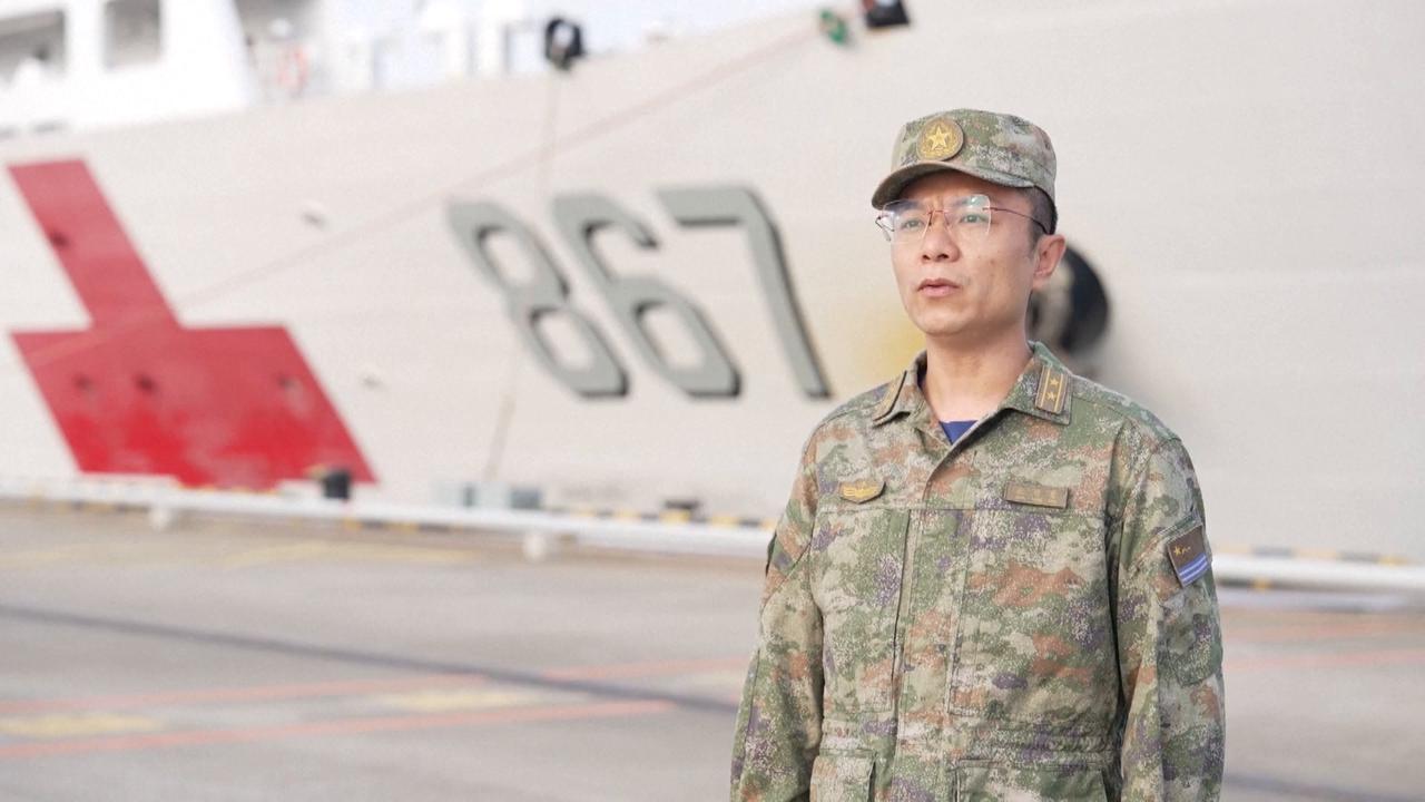 Video thumbnail for China: Chinese navy's hospital ship deploys to South China Sea to provide medical services for troops.