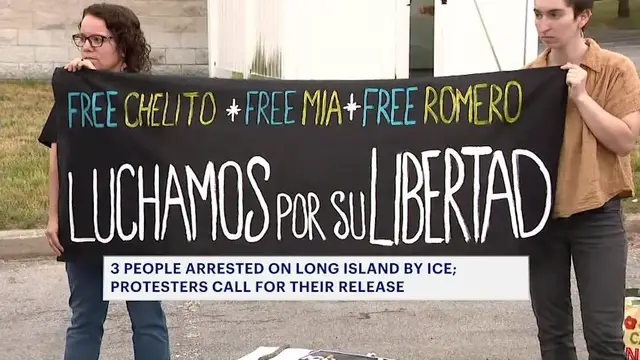 Video thumbnail for Protesters rally for release of “Long Island 3” following June ICE arrests