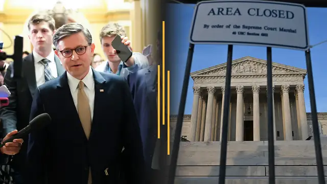 Video thumbnail for Johnson calls early recess amid SAVE Act standoff; Trump calls for law ending birthright citizenship