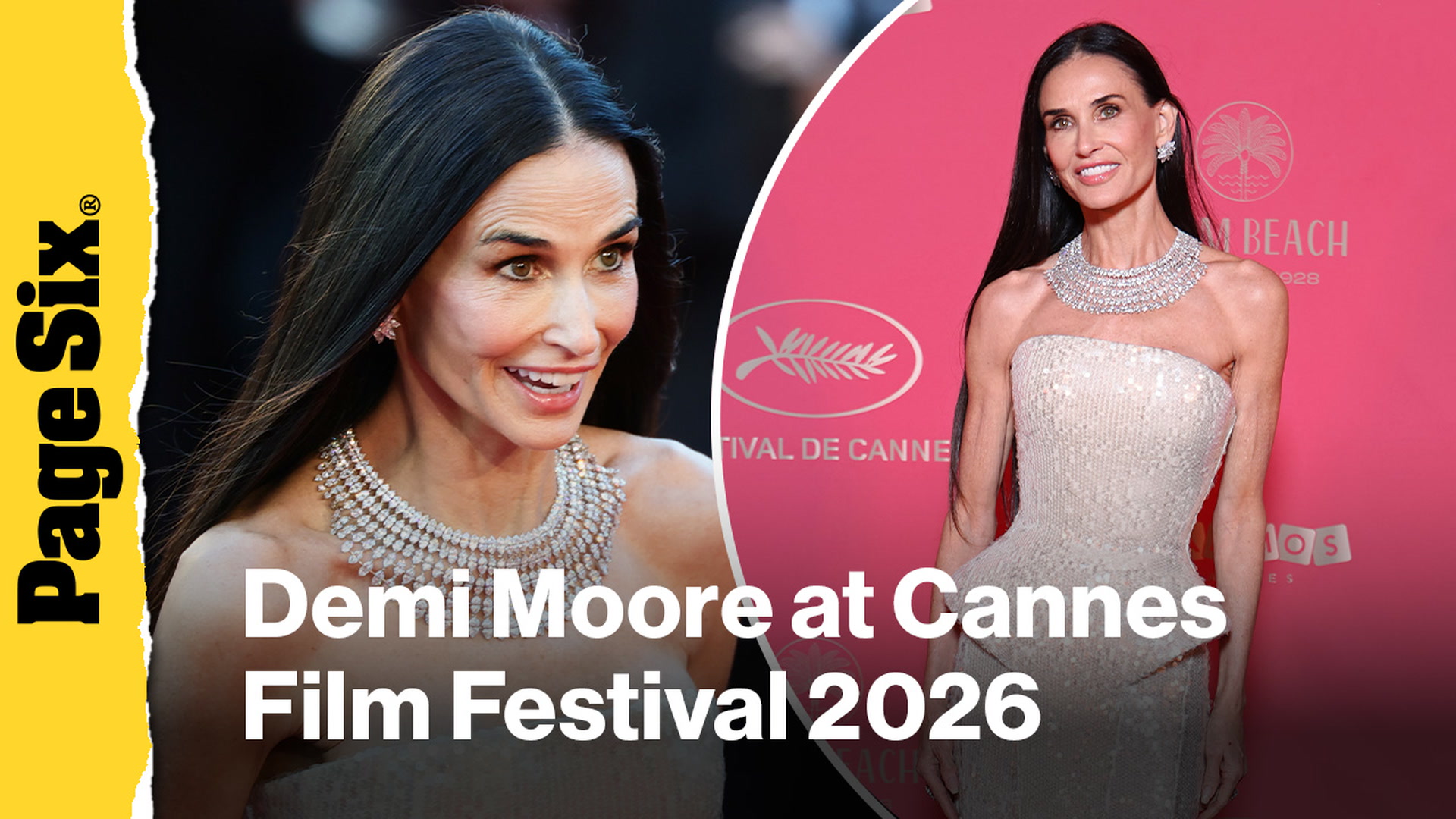 Video thumbnail for Demi Moore's toned arms take center stage on Cannes Film Festival 2026 red carpet